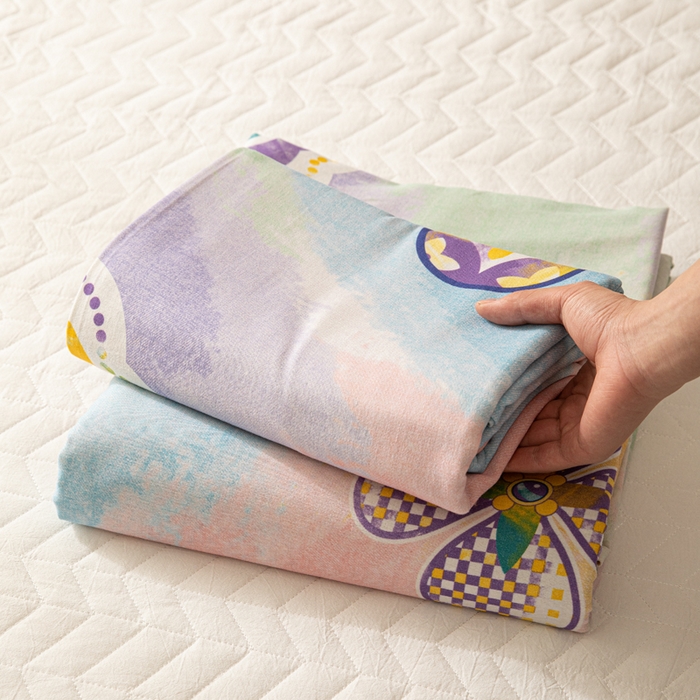 91家纺网 家纺一手货源 找家纺 眠博士 2025新款全棉混纺生态磨毛印花单床笠 磨毛床笠-彩色梵克