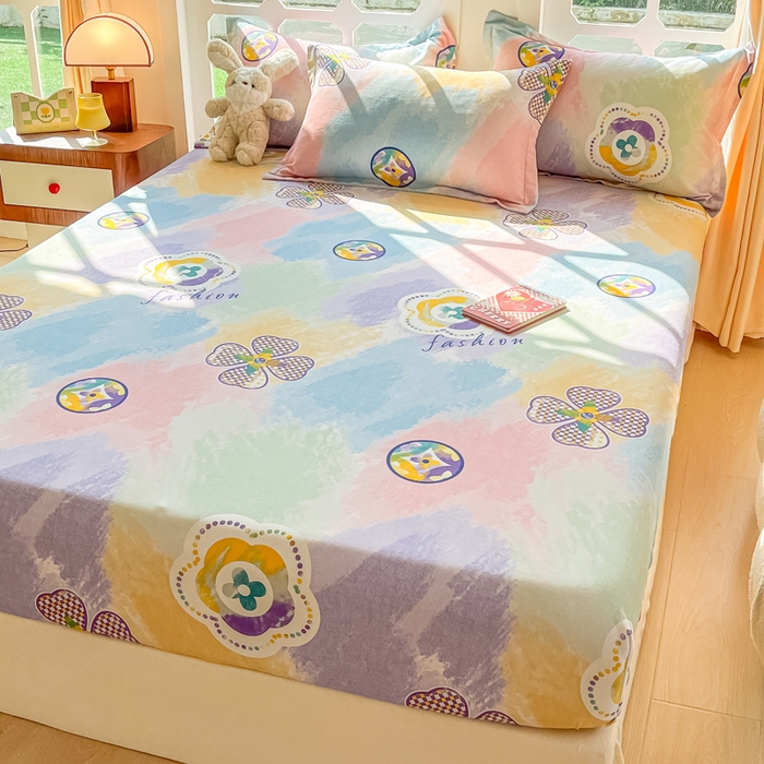 91家纺网 家纺一手货源 找家纺 眠博士 2025新款全棉混纺生态磨毛印花单床笠 磨毛床笠-彩色梵克