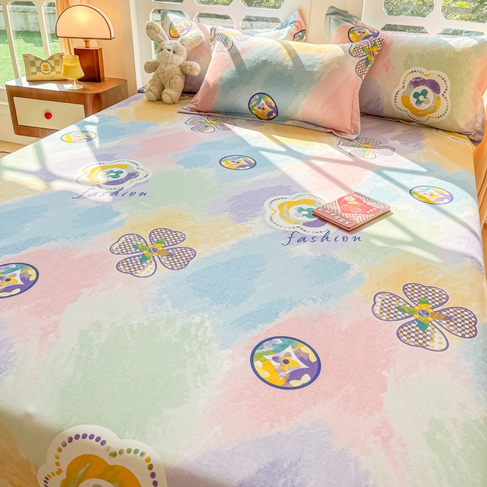 91家纺网 家纺一手货源 找家纺 眠博士 2025新款全棉混纺生态磨毛印花单床笠 磨毛床笠-彩色梵克