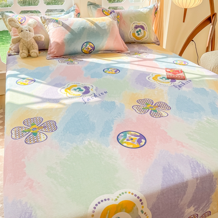 91家纺网 家纺一手货源 找家纺 眠博士 2025新款全棉混纺生态磨毛印花单床笠 磨毛床笠-彩色梵克