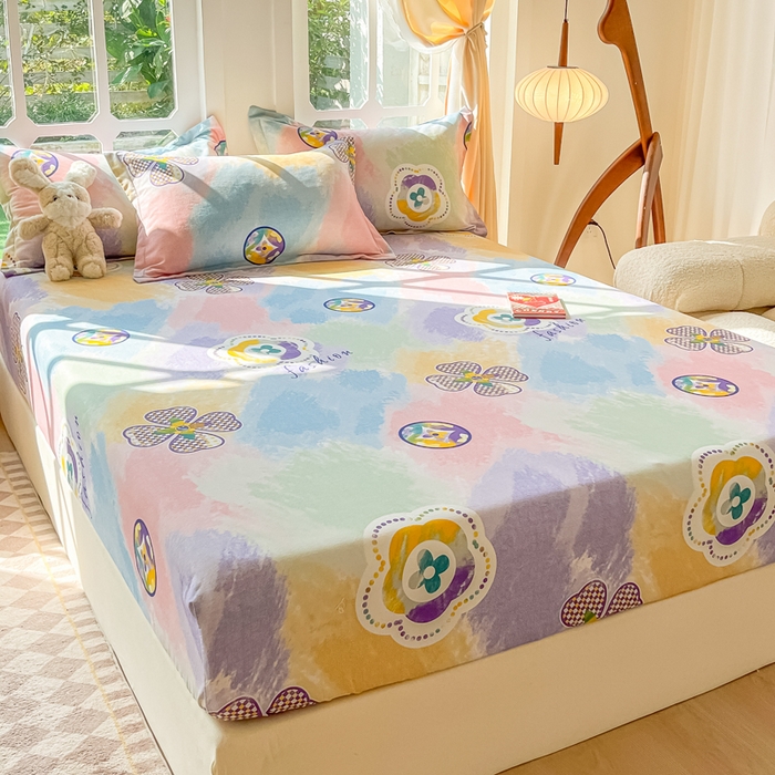 91家纺网 家纺一手货源 找家纺 眠博士 2025新款全棉混纺生态磨毛印花单床笠 磨毛床笠-彩色梵克