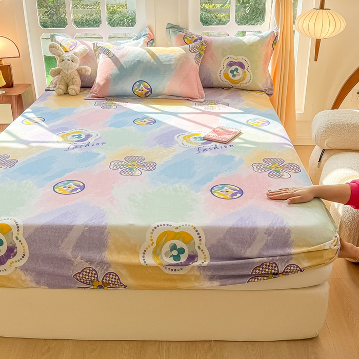 91家纺网 家纺一手货源 找家纺 眠博士 2025新款全棉混纺生态磨毛印花单床笠 磨毛床笠-彩色梵克