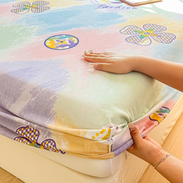 91家纺网 家纺一手货源 找家纺 眠博士 2025新款全棉混纺生态磨毛印花单床笠 磨毛床笠-彩色梵克