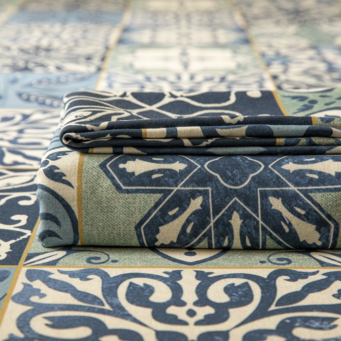 91家纺网 家纺一手货源 找家纺 眠博士 2025新款全棉混纺生态磨毛印花单床笠 磨毛床笠-浪漫蓝布