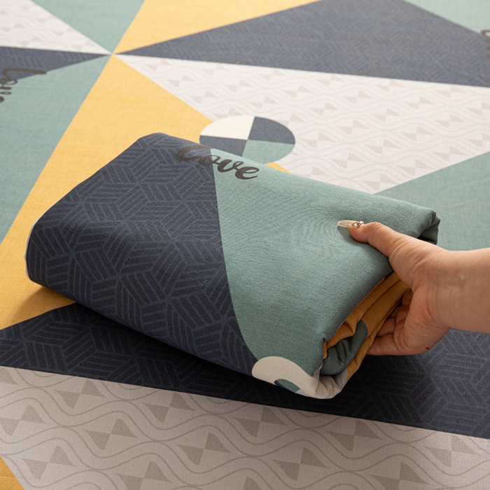 91家纺网 家纺一手货源 找家纺 眠博士 2025新款全棉混纺生态磨毛印花单床笠 磨毛床笠-菱形圆