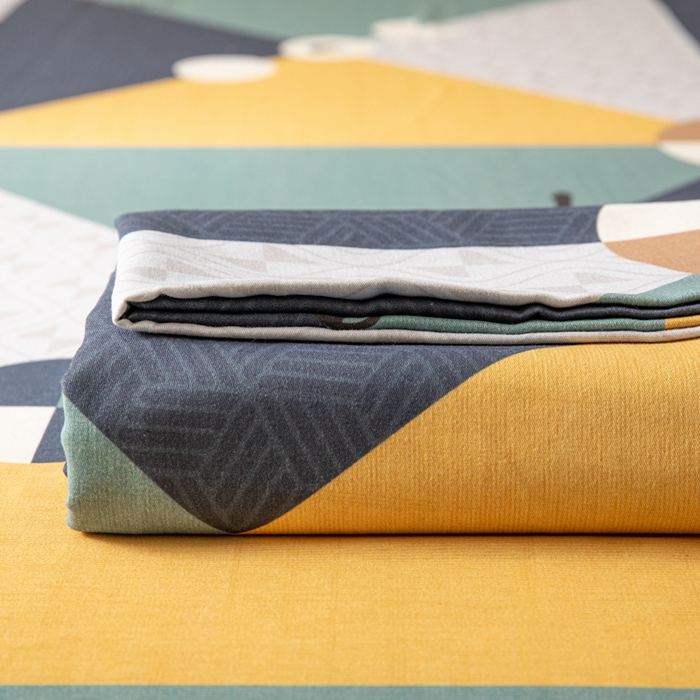 91家纺网 家纺一手货源 找家纺 眠博士 2025新款全棉混纺生态磨毛印花单床笠 磨毛床笠-菱形圆