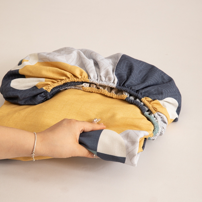 91家纺网 家纺一手货源 找家纺 眠博士 2025新款全棉混纺生态磨毛印花单床笠 磨毛床笠-菱形圆