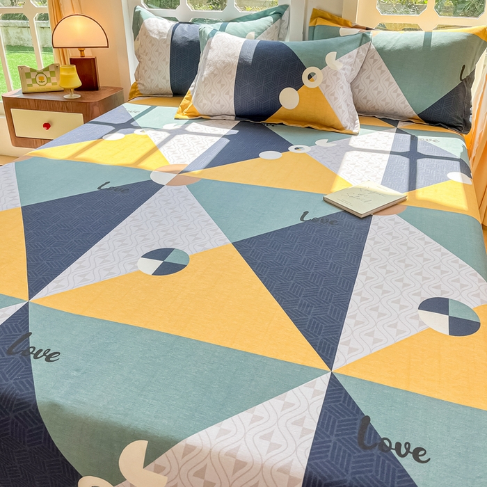 91家纺网 家纺一手货源 找家纺 眠博士 2025新款全棉混纺生态磨毛印花单床笠 磨毛床笠-菱形圆