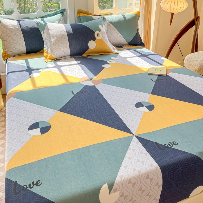 91家纺网 家纺一手货源 找家纺 眠博士 2025新款全棉混纺生态磨毛印花单床笠 磨毛床笠-菱形圆