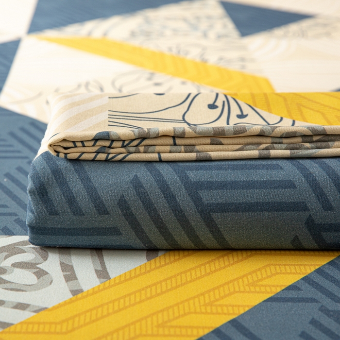 91家纺网 家纺一手货源 找家纺 眠博士 2025新款全棉混纺生态磨毛印花单床笠 磨毛床笠-绿叶秋风