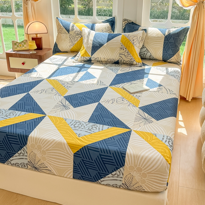 91家纺网 家纺一手货源 找家纺 眠博士 2025新款全棉混纺生态磨毛印花单床笠 磨毛床笠-绿叶秋风