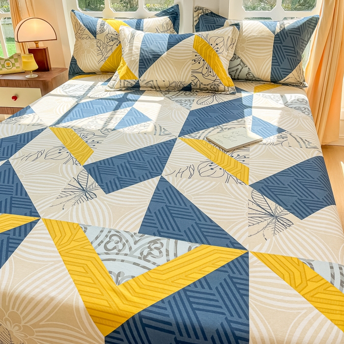 91家纺网 家纺一手货源 找家纺 眠博士 2025新款全棉混纺生态磨毛印花单床笠 磨毛床笠-绿叶秋风