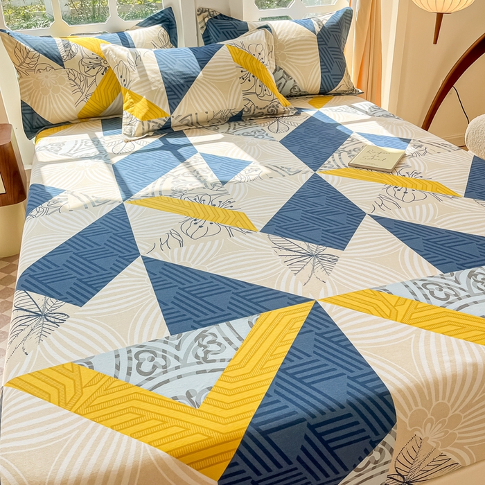 91家纺网 家纺一手货源 找家纺 眠博士 2025新款全棉混纺生态磨毛印花单床笠 磨毛床笠-绿叶秋风