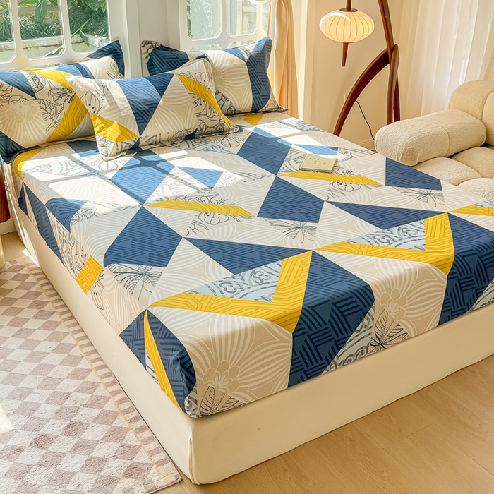 91家纺网 家纺一手货源 找家纺 眠博士 2025新款全棉混纺生态磨毛印花单床笠 磨毛床笠-绿叶秋风