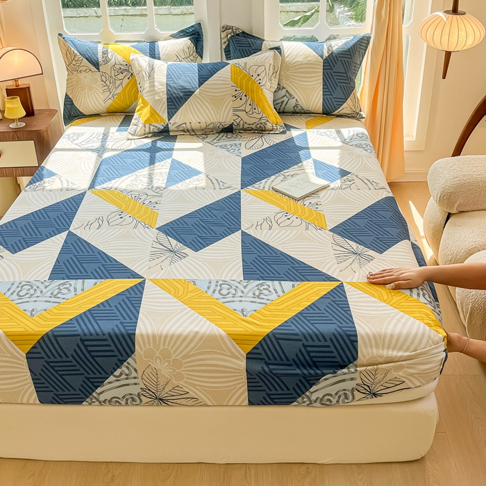 91家纺网 家纺一手货源 找家纺 眠博士 2025新款全棉混纺生态磨毛印花单床笠 磨毛床笠-绿叶秋风