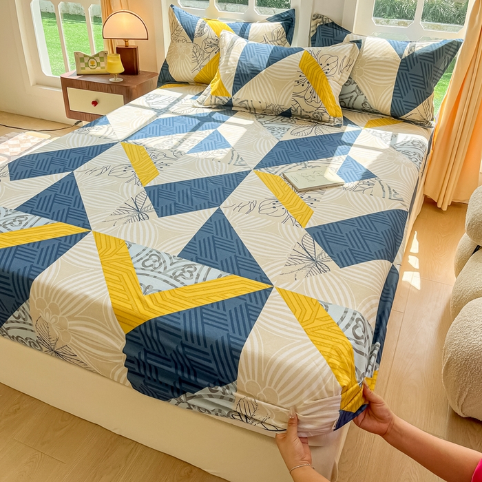 91家纺网 家纺一手货源 找家纺 眠博士 2025新款全棉混纺生态磨毛印花单床笠 磨毛床笠-绿叶秋风