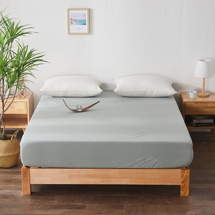 贝尔 PELLHOME 日式全棉纯棉水洗棉床笠床罩男士简约蓝北欧床垫保护防滑固定单件春节不打烊 豆绿
