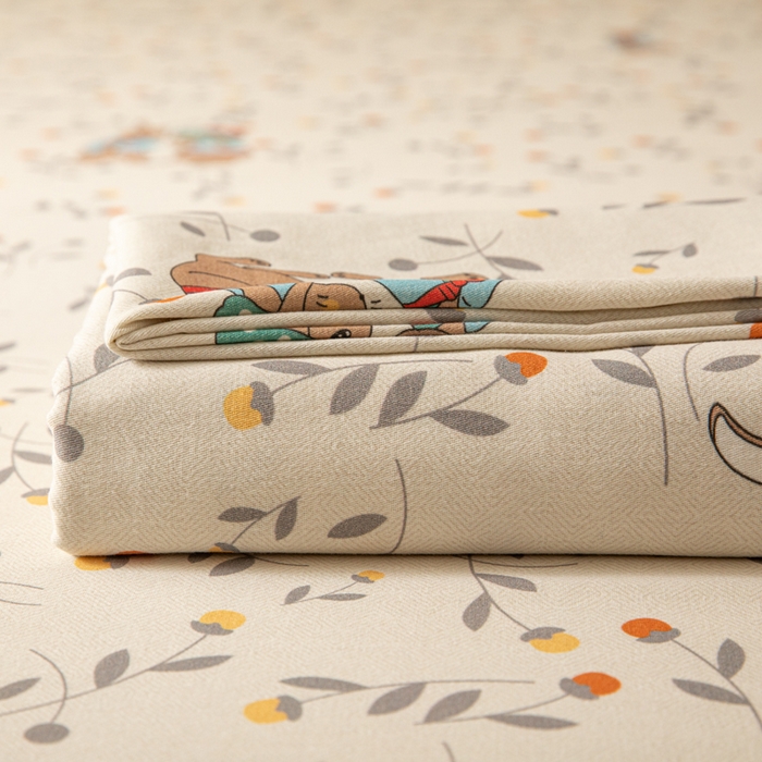 91家纺网 家纺一手货源 找家纺 眠博士 2025新款全棉混纺生态磨毛印花单床笠 磨毛床笠-皮特兔