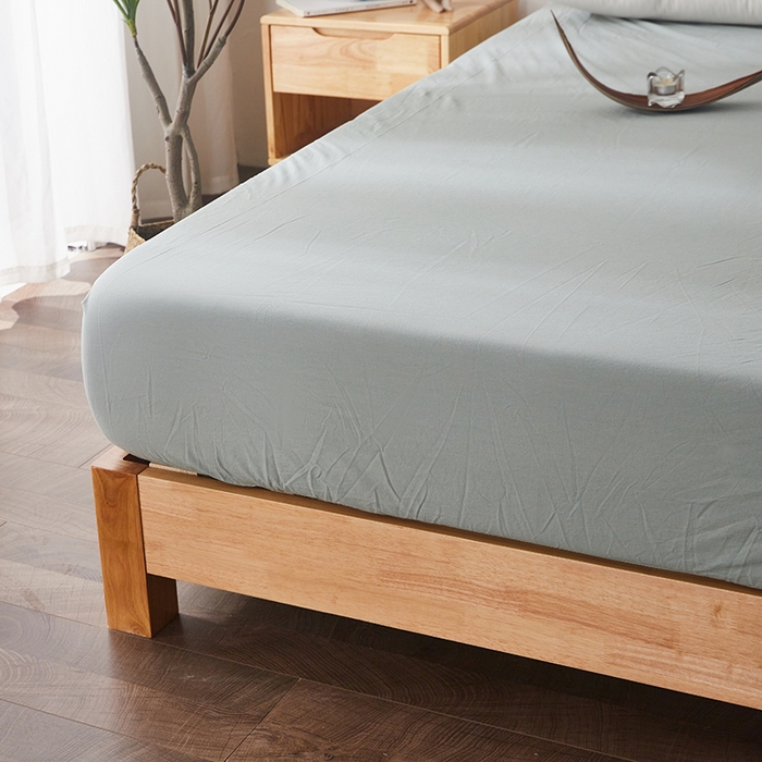 91家纺网 家纺一手货源 找家纺 贝尔 PELLHOME 日式全棉纯棉水洗棉床笠床罩男士简约蓝北欧床垫保护防滑固定单件春节不打烊 豆绿