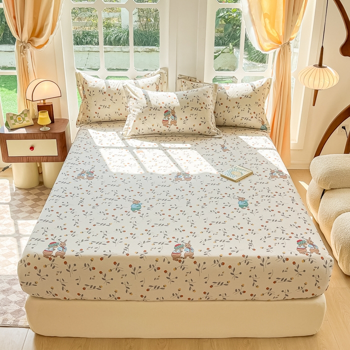 91家纺网 家纺一手货源 找家纺 眠博士 2025新款全棉混纺生态磨毛印花单床笠 磨毛床笠-皮特兔