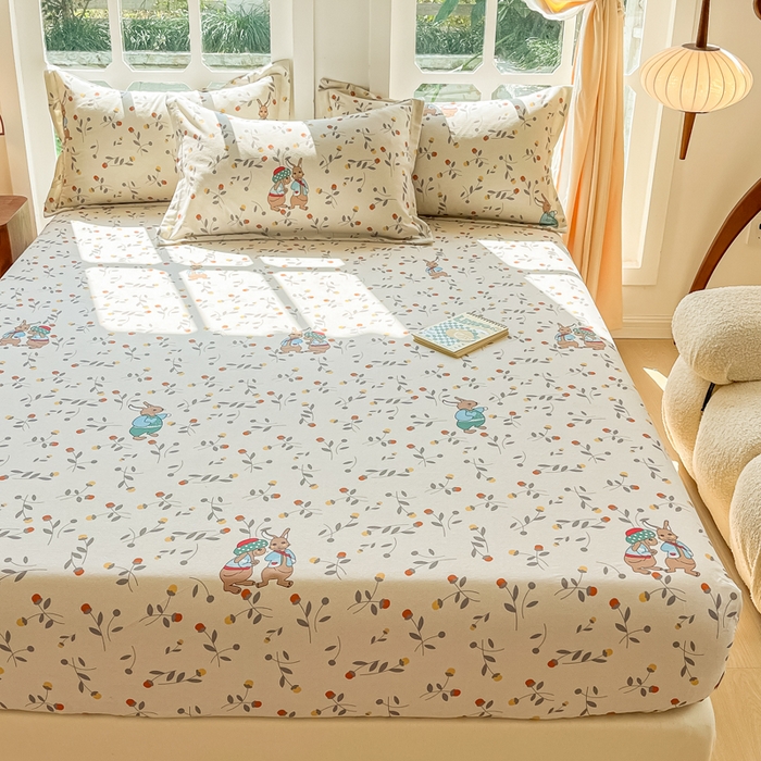 91家纺网 家纺一手货源 找家纺 眠博士 2025新款全棉混纺生态磨毛印花单床笠 磨毛床笠-皮特兔