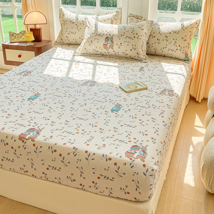 91家纺网 家纺一手货源 找家纺 眠博士 2025新款全棉混纺生态磨毛印花单床笠 磨毛床笠-皮特兔