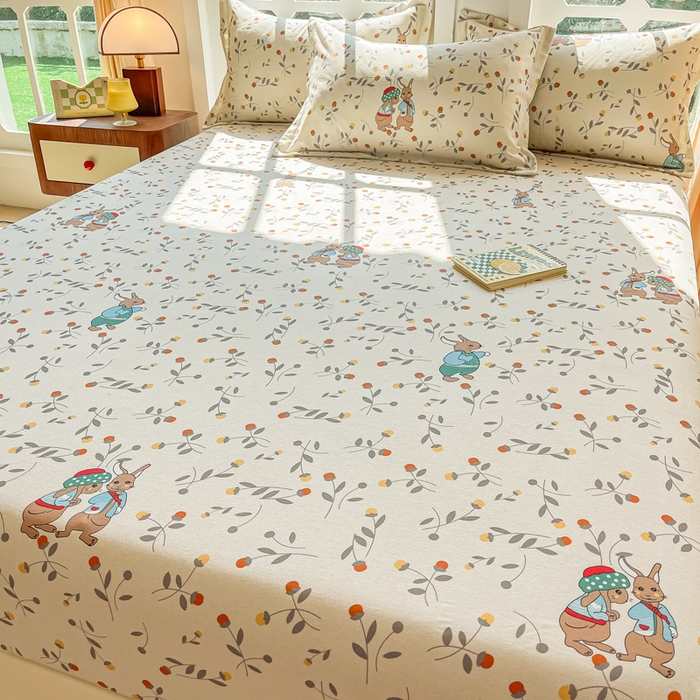 91家纺网 家纺一手货源 找家纺 眠博士 2025新款全棉混纺生态磨毛印花单床笠 磨毛床笠-皮特兔