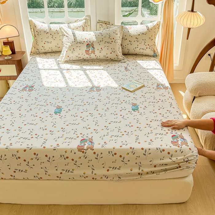 91家纺网 家纺一手货源 找家纺 眠博士 2025新款全棉混纺生态磨毛印花单床笠 磨毛床笠-皮特兔