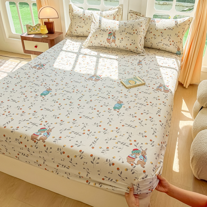 91家纺网 家纺一手货源 找家纺 眠博士 2025新款全棉混纺生态磨毛印花单床笠 磨毛床笠-皮特兔