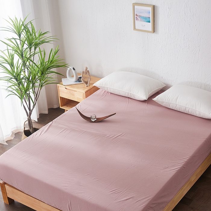 91家纺网 家纺一手货源 找家纺 贝尔 PELLHOME 日式全棉纯棉水洗棉床笠床罩男士简约蓝北欧床垫保护防滑固定单件春节不打烊 豆沙