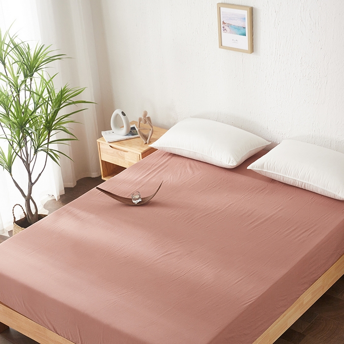 91家纺网 家纺一手货源 找家纺 贝尔 PELLHOME 日式全棉纯棉水洗棉床笠床罩男士简约蓝北欧床垫保护防滑固定单件春节不打烊 湖红