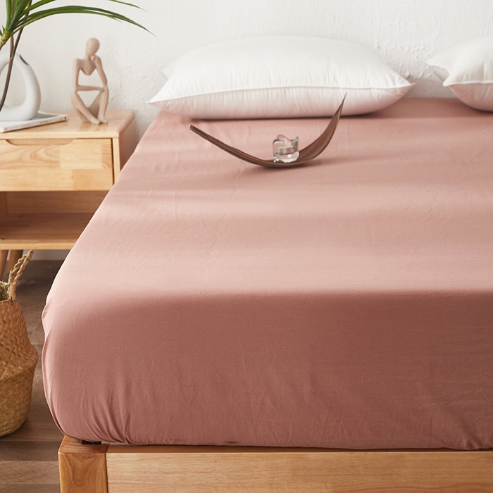 91家纺网 家纺一手货源 找家纺 贝尔 PELLHOME 日式全棉纯棉水洗棉床笠床罩男士简约蓝北欧床垫保护防滑固定单件春节不打烊 湖红