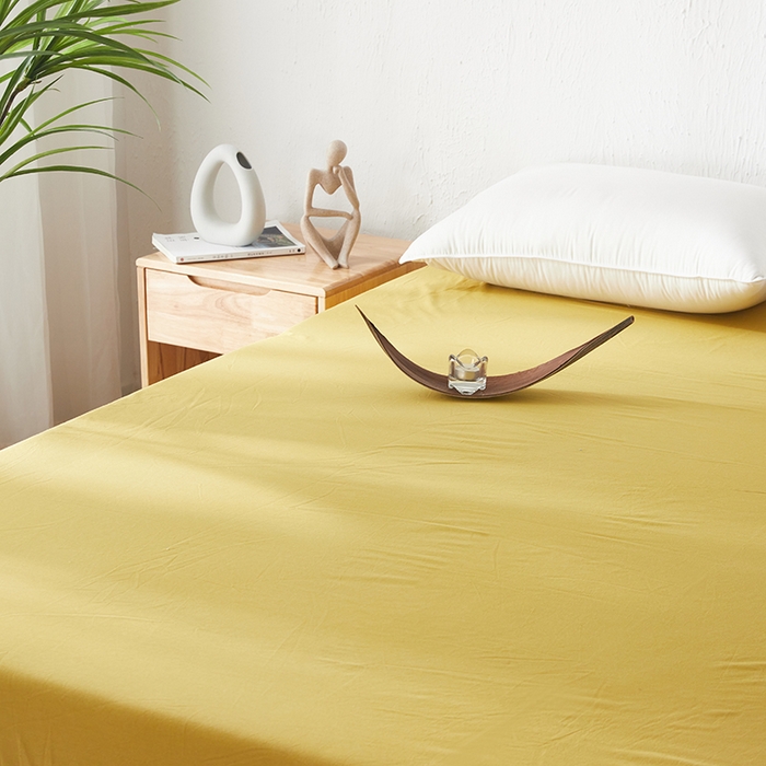 91家纺网 家纺一手货源 找家纺 贝尔 PELLHOME 日式全棉纯棉水洗棉床笠床罩男士简约蓝北欧床垫保护防滑固定单件春节不打烊 黄色
