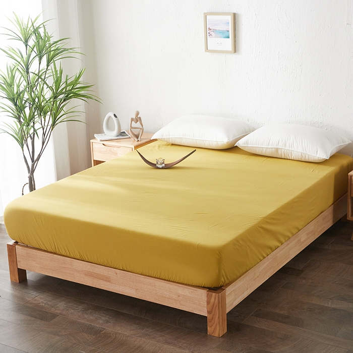 91家纺网 家纺一手货源 找家纺 贝尔 PELLHOME 日式全棉纯棉水洗棉床笠床罩男士简约蓝北欧床垫保护防滑固定单件春节不打烊 黄色