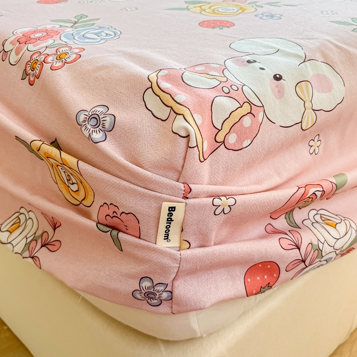 91家纺网 家纺一手货源 找家纺 眠博士 2025新款全棉混纺生态磨毛印花单床笠 磨毛床笠-兔姑娘