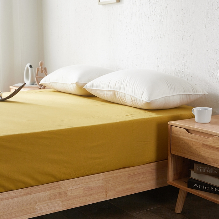 91家纺网 家纺一手货源 找家纺 贝尔 PELLHOME 日式全棉纯棉水洗棉床笠床罩男士简约蓝北欧床垫保护防滑固定单件春节不打烊 黄色