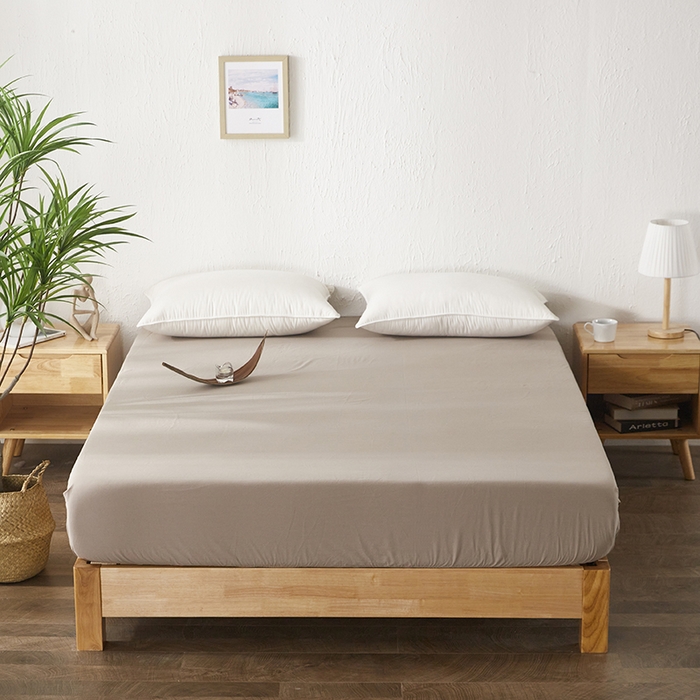 贝尔 PELLHOME 日式全棉纯棉水洗棉床笠床罩男士简约蓝北欧床垫保护防滑固定单件春节不打烊 卡其