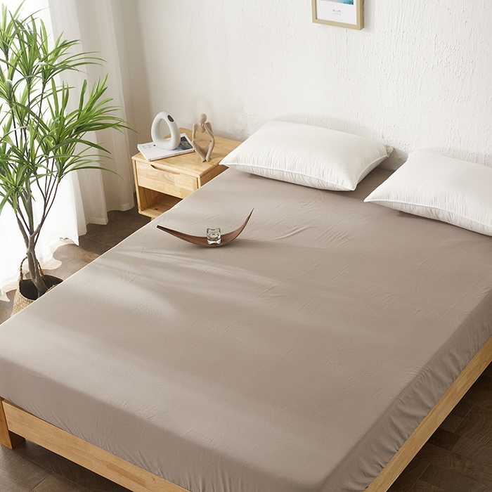 91家纺网 家纺一手货源 找家纺 贝尔 PELLHOME 日式全棉纯棉水洗棉床笠床罩男士简约蓝北欧床垫保护防滑固定单件春节不打烊 卡其