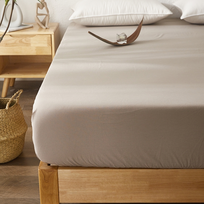 91家纺网 家纺一手货源 找家纺 贝尔 PELLHOME 日式全棉纯棉水洗棉床笠床罩男士简约蓝北欧床垫保护防滑固定单件春节不打烊 卡其