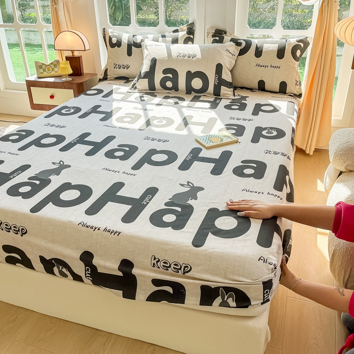 眠博士 2025新款全棉混纺生态磨毛印花单床笠 磨毛床笠-兔先生