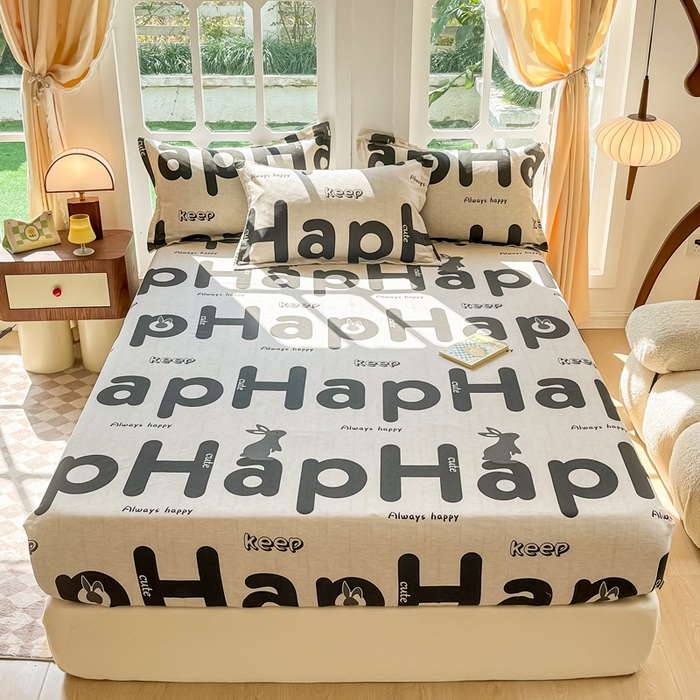 91家纺网 家纺一手货源 找家纺 眠博士 2025新款全棉混纺生态磨毛印花单床笠 磨毛床笠-兔先生