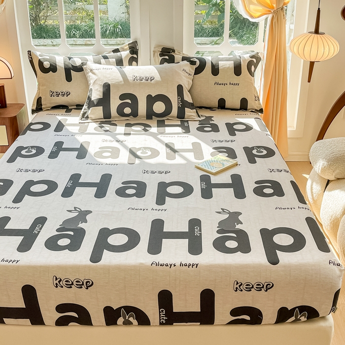 91家纺网 家纺一手货源 找家纺 眠博士 2025新款全棉混纺生态磨毛印花单床笠 磨毛床笠-兔先生