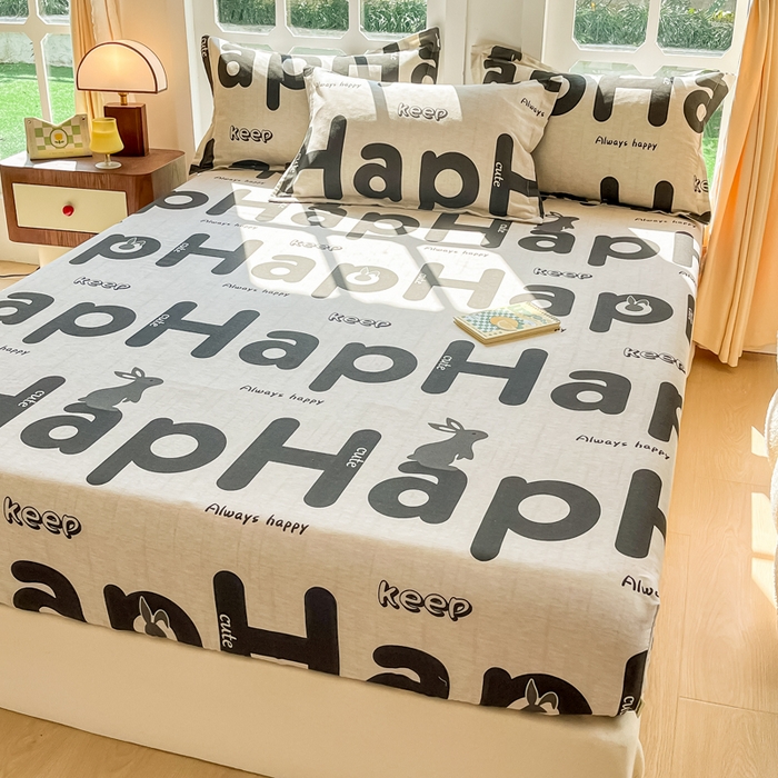 91家纺网 家纺一手货源 找家纺 眠博士 2025新款全棉混纺生态磨毛印花单床笠 磨毛床笠-兔先生