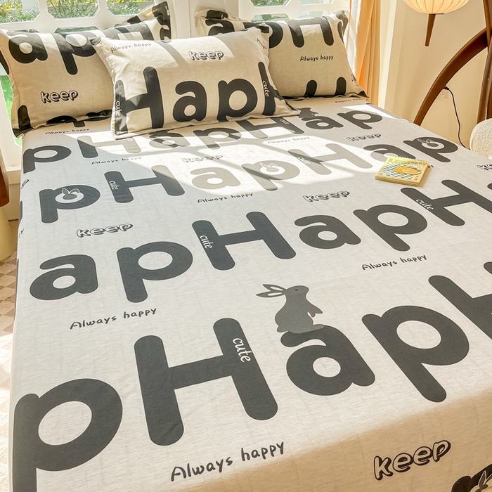 91家纺网 家纺一手货源 找家纺 眠博士 2025新款全棉混纺生态磨毛印花单床笠 磨毛床笠-兔先生