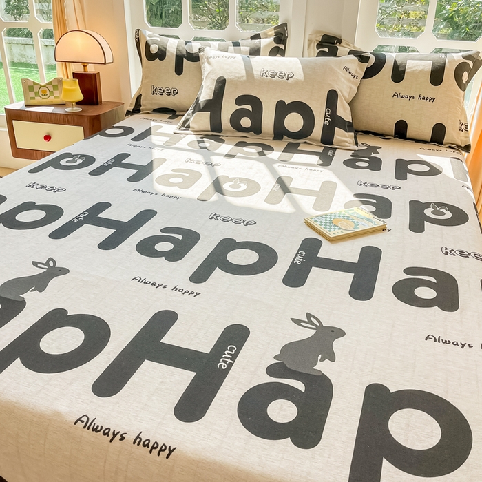 91家纺网 家纺一手货源 找家纺 眠博士 2025新款全棉混纺生态磨毛印花单床笠 磨毛床笠-兔先生