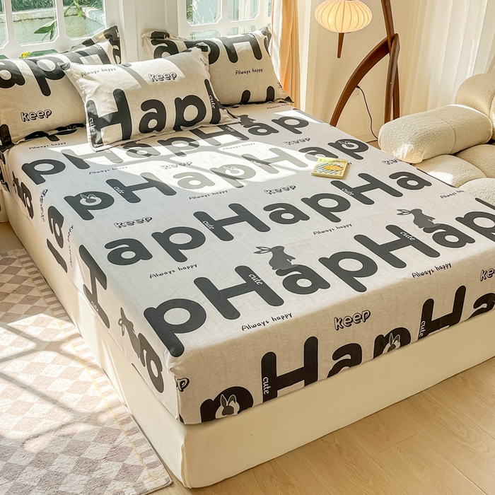 91家纺网 家纺一手货源 找家纺 眠博士 2025新款全棉混纺生态磨毛印花单床笠 磨毛床笠-兔先生