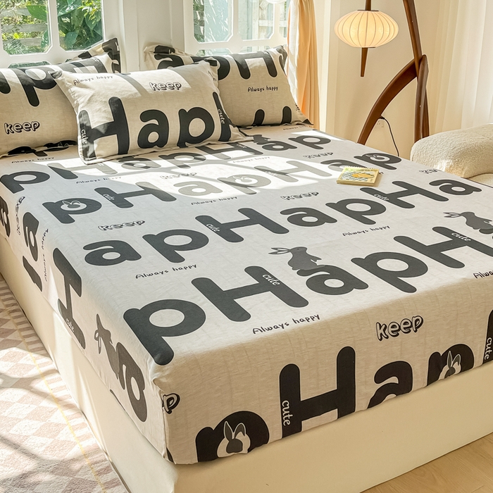 91家纺网 家纺一手货源 找家纺 眠博士 2025新款全棉混纺生态磨毛印花单床笠 磨毛床笠-兔先生