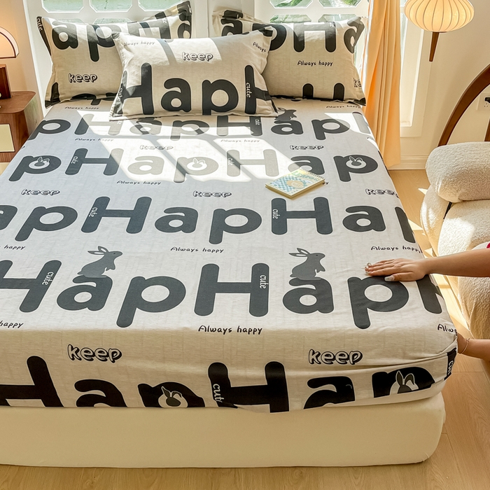 91家纺网 家纺一手货源 找家纺 眠博士 2025新款全棉混纺生态磨毛印花单床笠 磨毛床笠-兔先生