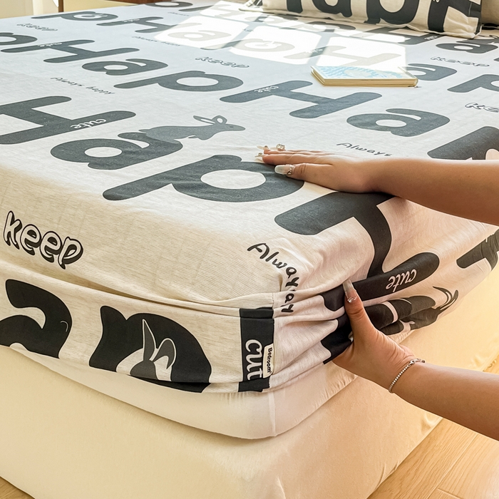 91家纺网 家纺一手货源 找家纺 眠博士 2025新款全棉混纺生态磨毛印花单床笠 磨毛床笠-兔先生