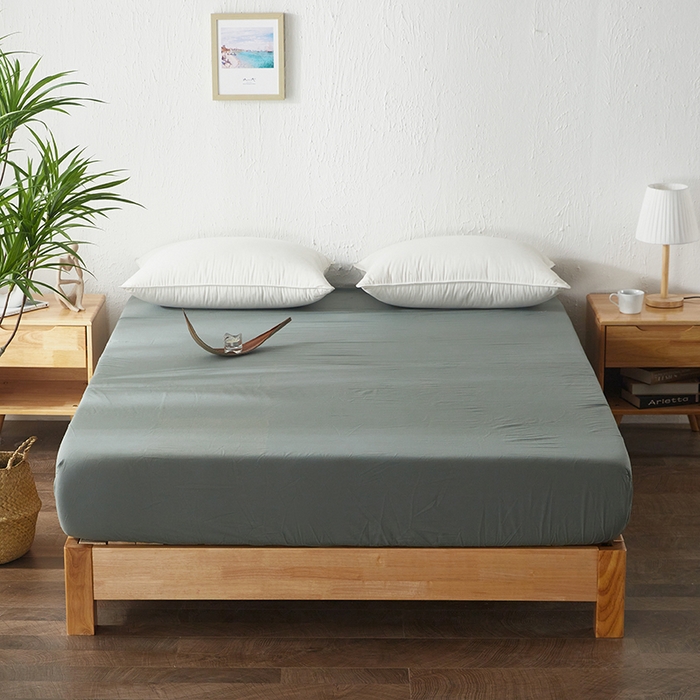贝尔 PELLHOME 日式全棉纯棉水洗棉床笠床罩男士简约蓝北欧床垫保护防滑固定单件春节不打烊 墨绿